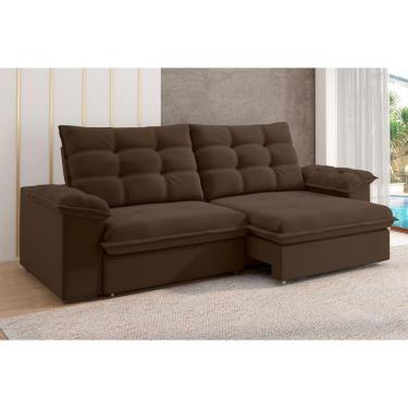 Imagem de Sofá Puglia 4 Lugares Retrátil e Reclinável 230CM Marrom Suede Luizzi Estofados