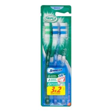 Imagem de Escovas De Dentes Tripla 123 Suave Pacote com 3 Unidades Sor - Congrat