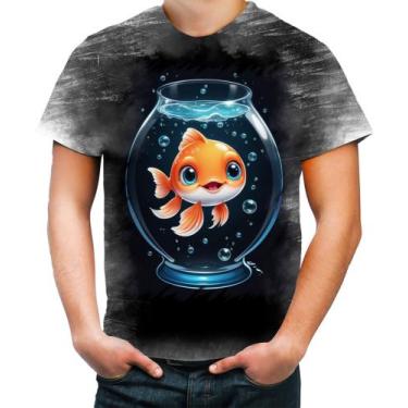 Imagem de Camiseta Desgaste Peixinho Feliz no Aquário Peixe 3 - Kasubeck Store®,