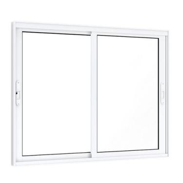 Imagem de Janela de Aluminío de Correr 100x150cm 2 Folhas Móveis com Grade e Vid