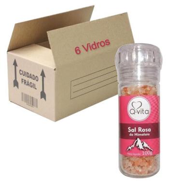Imagem de Sal Rosa do Himalaia c/ Moedor Q-VITA 100g (6 vidros)