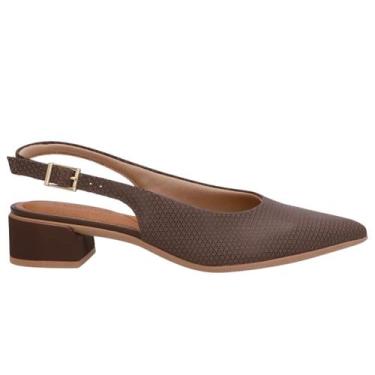 Imagem de Slingback Usaflex Ud27001002 Salto Bloco Couro Bico Fino, Pinhao, 36