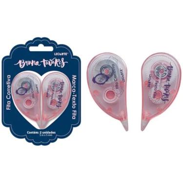 Imagem de Fita Corretiva e Marca-Texto em Fita Leoarte Bruna Tavares 5mmx5m Kit com 2 Unidades Rosa