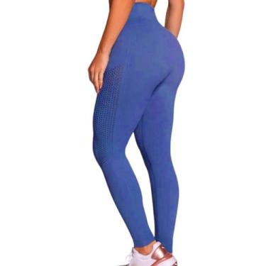 Imagem de Legging Feminina Modelo Arrastão Fitness Selene, P, Azul nautico