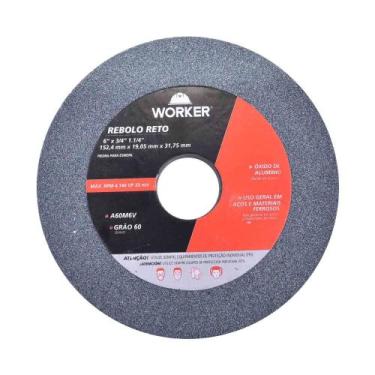Imagem de Rebolo Reto Uso Geral 6" X 3/4" Worker Fino