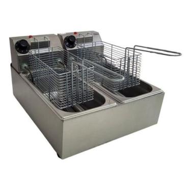 Imagem de Fritadeira Industrial Gg Inox 6 L Aço Inoxidável 2 Cubas, 110V