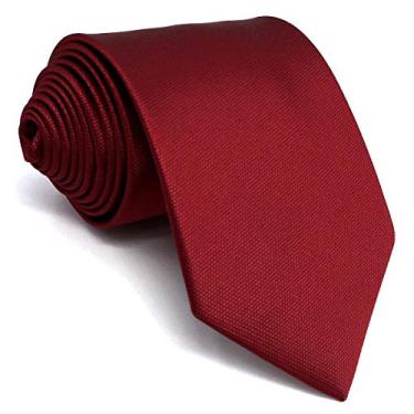Imagem de S&W SHLAX&WING Conjunto de gravatas longas de seda de casamento vermelho sólido para homens com lenço