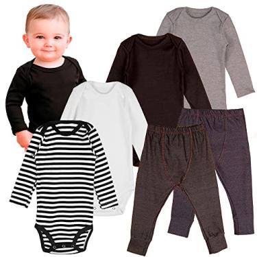 Imagem de Conjunto Tipo Carters Minimalista Body Calça Neutro 6 Peças Bebe Menino e menina (0-3 Meses, Comfy)
