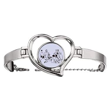 Imagem de N/A N/A Bracelete de propaganda educacional vermelha chinesa para idosos coração joia pulseira de arame, medium, metal