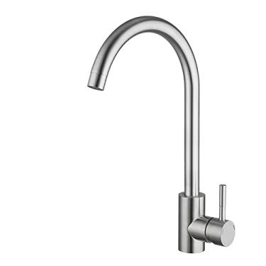 Imagem de Torneira de cozinha de ouro preto aço inoxidável 360 giratório torneira de cozinha montagem de convés torneiras misturadoras de pia de água quente fria, A1111N, China