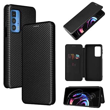Imagem de YUNCHAO Caixa de telefone Para Motorola Edge 20 Pro textura de fibra de carbono Horizontal Flip TPU + PC + PU Couro com slot de cartão capa para celular