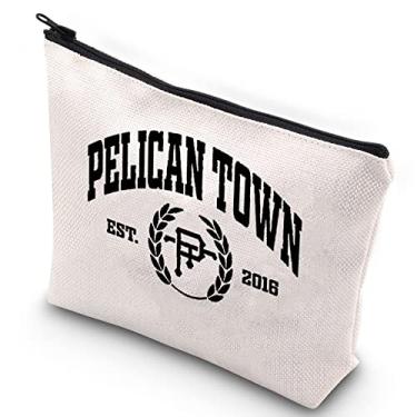 Imagem de WZMPA Bolsa para cosméticos Stardew Gamer Pelican Town EST 2016 bolsa de maquiagem com zíper para mulheres adolescentes, Pelican Town, Ajuste