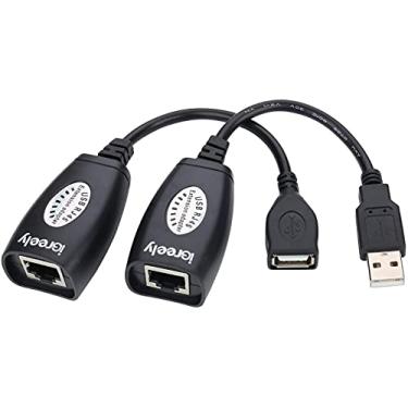Imagem de Adaptador de extensão USB para RJ45 da QIANRENON com cabo LAN CAT RJ45, extensor USB 2.0, cabo Cat5/Cat5e/Cat6, até 45 m, preto