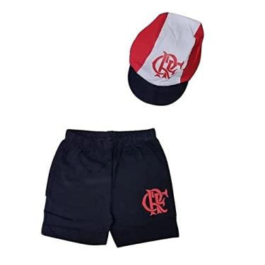 Imagem de Kit Bebê Flamengo Com Shorts e Boné Oficial