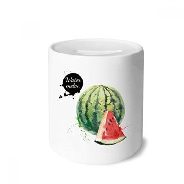 Imagem de DIYthinker Caixa de moedas de cerâmica com sabor de melancia e saudável para guardar dinheiro em aquarela
