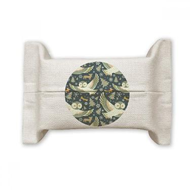 Imagem de Bolsa de linho de algodão com estampa floral escura Lovely Birds Owls