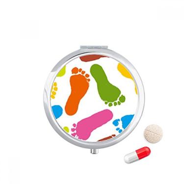 Imagem de Pegada colorida, estilo moderno, estojo, bolso para comprimidos, caixa de armazenamento de medicamentos, dispensador de recipiente