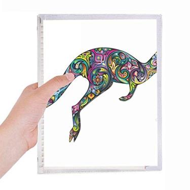 Imagem de Caderno de ilustração de desenho colorido Canguru Austrália com folhas soltas e diário recarregável