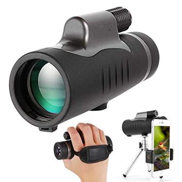 Imagem de Telescópio monocular, zoom de alta potência 10x42 Monóculos à prova d'água, com alça de mão, para observação de pássaros, acampamento e viagens