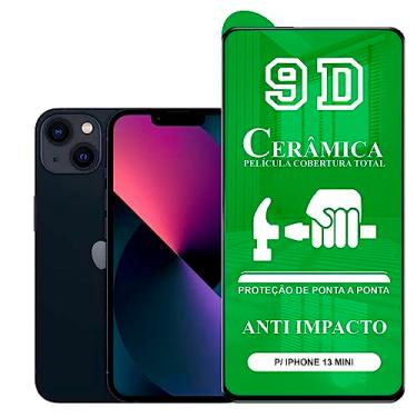 Imagem de Película Compatível com iPhone 13 Mini - 9D Cerâmica Protetora Resistente Anti Impacto Queda Choque Shock Flexível Nano Gel Compatível com 3D 5D 100D