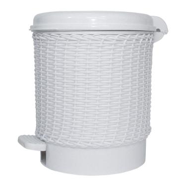 Imagem de Lixeira Vime Branco Quarto Bebê Infantil Unissex