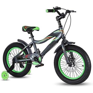 Imagem de Bicicletas Infantis De 16 Polegadas, Bicicleta Infantil De Aço Carbono Alto Com Roda De Treinamento Presente Para Meninos E Meninas De 4 A 8 Anos,Cinza,HaoAMZ