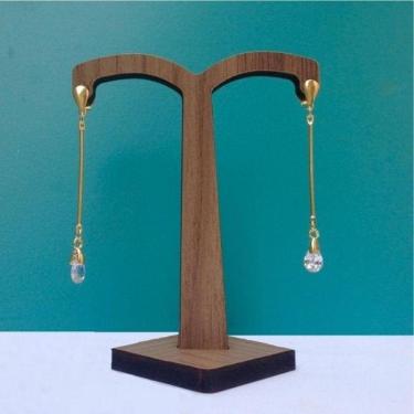 Imagem de Brinco Palito Com Gota Cristal Banhado A Ouro