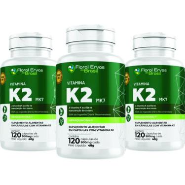 Imagem de Vitamina K2 Mk7 360 Cápsulas 500Mg Menaquinona 7   3X 120 Caps - Flora
