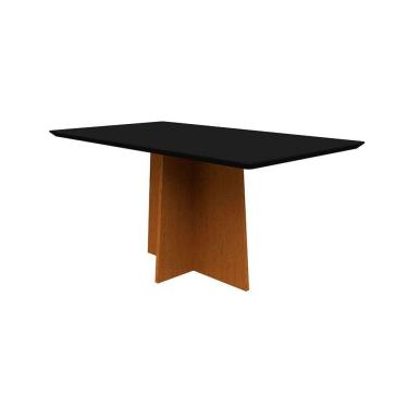 Imagem de mesa de jantar retangular com tampo de vidro anitta preta e ype 160 cm