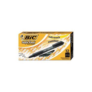 Imagem de Caneta esferográfica retrátil com toque macio, tinta preta, 1 mm, média, dúzia