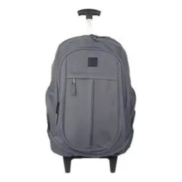 Imagem de Mochila Carrinho De Rodinha Juvenil Escolar Denlex Cinza