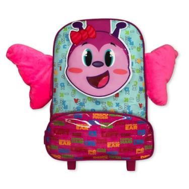 Imagem de Mochila Infantil Escolar com Rodinhas Borboleta Rosa para Criança