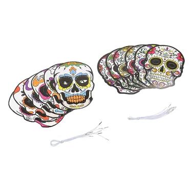 Imagem de Máscara do Dia Dos Mortos, 12 Máscaras de Papel para Halloween, Baile de Halloween, Máscaras de Papel 12 para Peças, Pintura, Desenho, Materiais de Arte