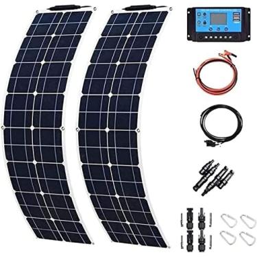 Imagem de 400W 600W 800W 1200W 18V Painel Solar Flexível, Kit De Módulo De Painel Solar Portátil, Com Controlador 40A, Carregador De Bateria Solar Dobrável Monocristalino Para Barco E Carro Trailer Doméstic