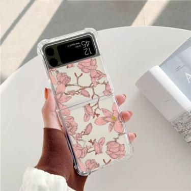 Imagem de Para Samsung Galaxy Z Flip 5 4 3 Capa Tulip Flowers pintada transparente à prova de choque capa traseira macia para Samsung ZFlip4 Flip3 Case, estilo 7, para Galaxy ZFlip 5