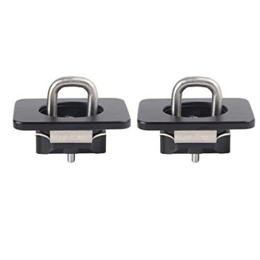 Imagem de Vomeko Ancoragem de haste de direção de cabeceira de caminhão trava traseira de caminhonete trava 2 anéis de substituição de touro de aço inoxidável F150 anel de amarração de retenção de corda (preto)