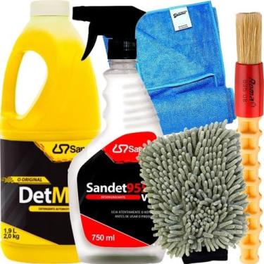 Imagem de Kit Lavagem de Moto Motor Corrente Shampoo Detmol 955 Sandet