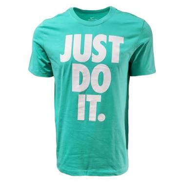 Imagem de Nike Camiseta masculina de gola redonda com logotipo Just Do It Big (EUA, alfa, GG, regular, regular, verde claro), Verde claro