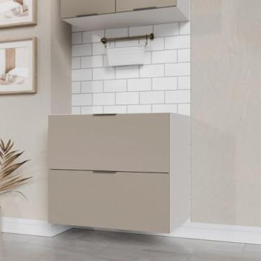 Imagem de Balcão 2 Gavetões com Gaveta Auxiliar Sem Tampo Sem Rodapé Puxador 150cm Ipanema Cabecasa Madeiramadeira Fendi Trama/branco