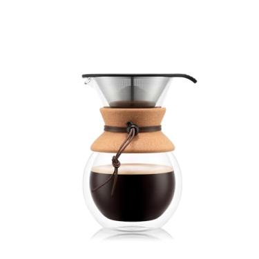 Imagem de Cafeteira Bodum Pour Over Coffee, vidro duplo com cortiça e filtro permanente, 1 litro