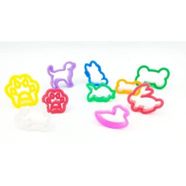 Imagem de Kit 100 Cortadores de Massinha Infantil Dinossauros ou Pets  | Brinquedo Educativo | Lembrancinha Festa | Molde Criativo e Seguro | Forminha de Modelar | Produto Nacional Inmetro  (Forminhas Pet: Animais de Estimação)