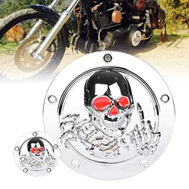 Imagem de Goldfire CNC Derby Temporizador capa e tampas de pontos para H-D 1999-2014 Harley Twin Cam Touring Road King Electra Glide FLHX FXST Dyna (3D Esqueleto Vermelho)