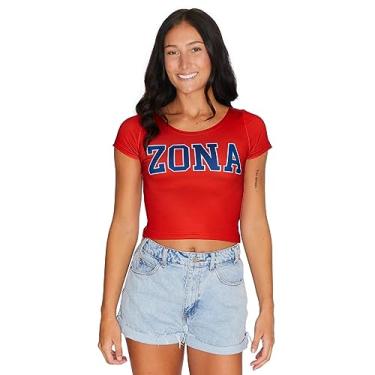 Imagem de Lojobands Camiseta cropped feminina Tailgate College Fitted Crop Top feita nos EUA tamanho único (Arizona Wildcats - Vermelho)