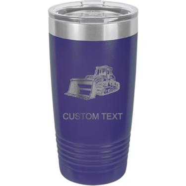 Imagem de Bulldozer Copo de aço inoxidável isolado a vácuo de 590 ml personalizado de parede dupla gravado a laser, caneca de café, personalizado, roxo
