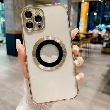 Imagem de Capas de telefone transparentes revestidas para iPhone 15 14 Pro Max 13 12 11 vem com filme de lente protege a tampa traseira da lente, ouro, para iPhone 15 ProMax