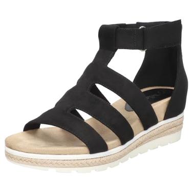 Imagem de Bella Vita Sandália Anabela Zinia Feminina, Camurça preta, 7 X-Wide