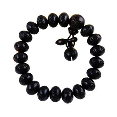 Imagem de vv8oo Pulseira com contas de jujuba em madeira jujuba para oração Feng Shui estilo abaco em sânscrito esculpido, Medium, Madeira, Sem pedras preciosas