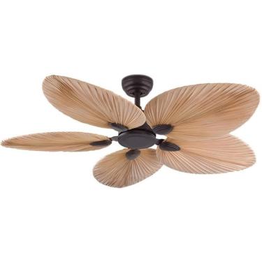 Imagem de Ventilador de Teto JJXDYM de 52 Polegadas com Controle Remoto, 5 Lâminas de Madeira, Decoração Sem Lâmpada