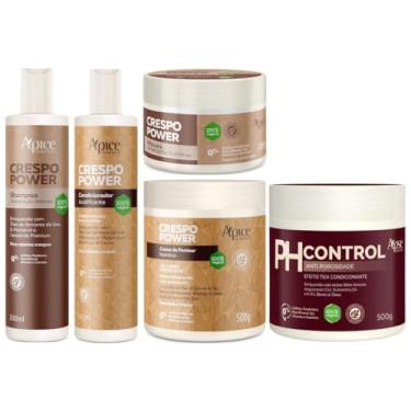 Imagem de Kit Crespo Power Apse Anti Porosidade Capilar 5 Produtos Completo Com Mascara Ph Control 500g