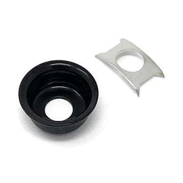 Imagem de Vintage Forge Placa de tomada de copo preto para Fender Telecaster Tele guitarra virola de saída embutida JPT90-BLK